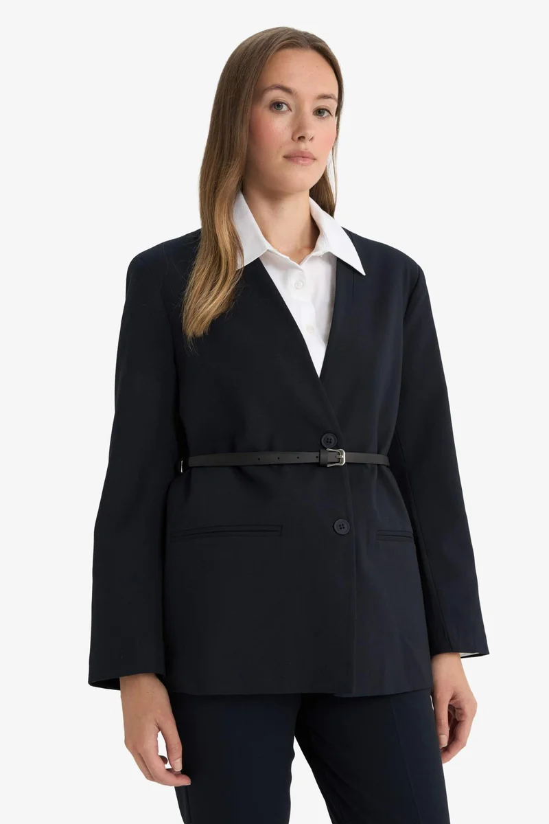 DeFacto Regular Fit Jacket Collar Blazer