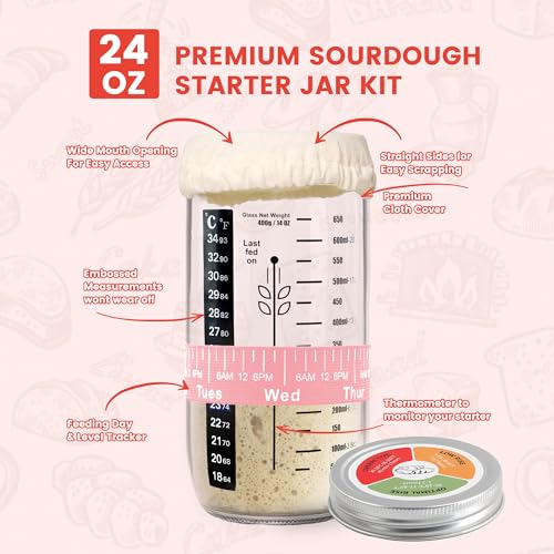 Joyyy Sourdough Starter Kit, Banneton Bread Proofing Basket, 8.5Inch Proofing Basket for Baking, Banneton Bread Baking Gift Set, Sourdough Bread Baking Supplies (Pink) - Image 3