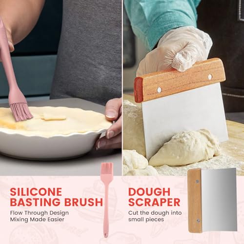 Joyyy Sourdough Starter Kit, Banneton Bread Proofing Basket, 8.5Inch Proofing Basket for Baking, Banneton Bread Baking Gift Set, Sourdough Bread Baking Supplies (Pink) - Image 5