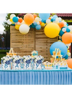 Easy Joy Baby Shower Centerpieces For Boys Floral Blue Baby Centerpiece Blove Flower Boxes Party Arrangement Favor Block Holder Gender Reveal Table Display Boy Decoration Without Flowers (4 Pcs)  - Image 5