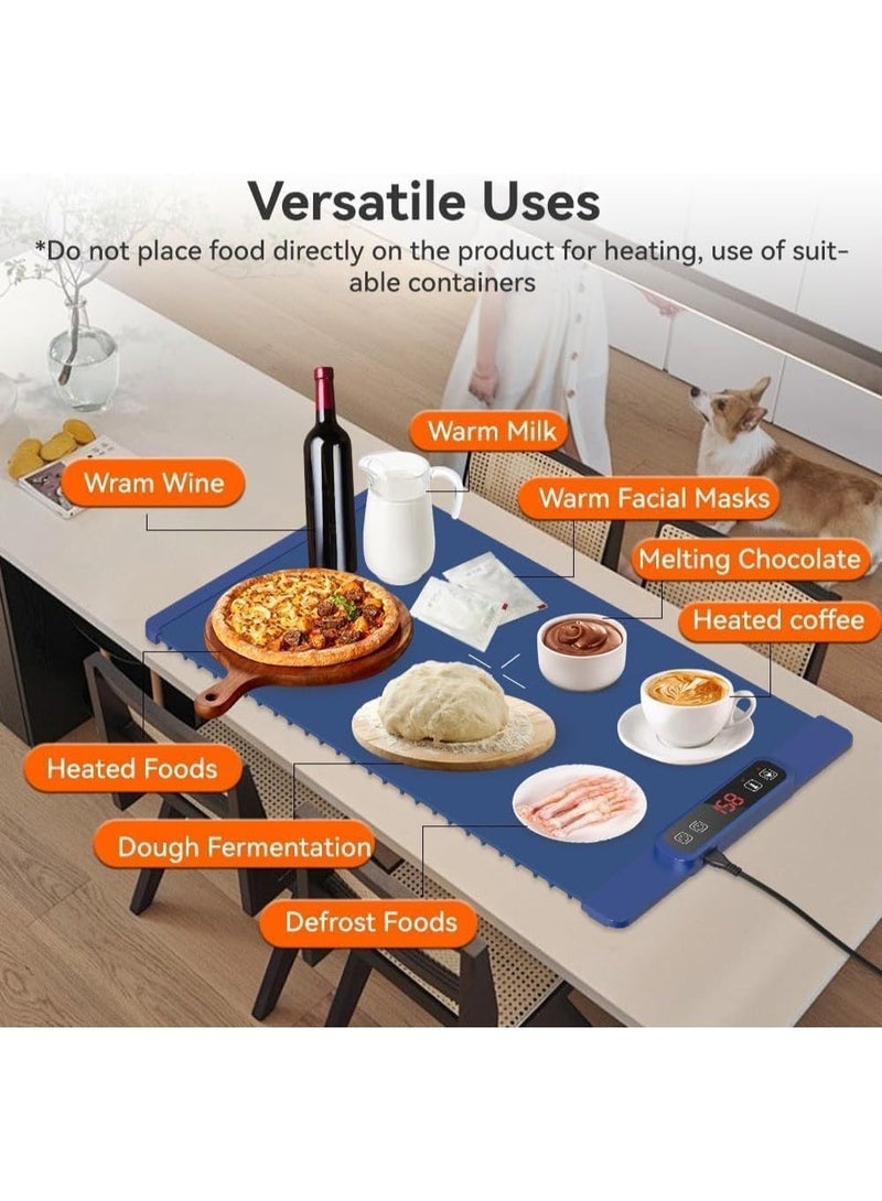 YOUWE7 سجادة تدفئة محمولة للطعام، صينية تدفئة كهربائية قابلة للدحرجة للطعام مع شاشة عرض درجة الحرارة في الوقت الفعلي، 5 مستويات لدرجة الحرارة، مؤقت، سخانات طعام متعددة الاستخدامات للحفلات والبوفيهات والتجمعات - Image 2