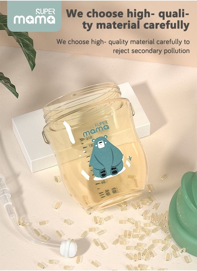 SUPERMAMA - PPSU Baby Sippy Cup Boys and Girls Toddler Straw Cups Kids Water Bottle Spill Proof for School Outdoor Or Indoor BPA Free Easy To Hold Green 266ml - Image 1