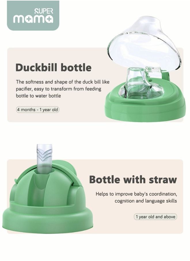 SUPERMAMA - PPSU Baby Sippy Cup Boys and Girls Toddler Straw Cups Kids Water Bottle Spill Proof for School Outdoor Or Indoor BPA Free Easy To Hold Green 266ml - Image 1