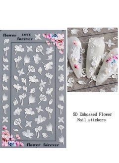 SYOSI Flower Nail Art Sticker Decals 5D Hollow Exquisite Pattern Supplies Self-Adhesive Luxurious Decoration White Feather Lace Leaf Carving Design DIY Acrylic  - Image 2