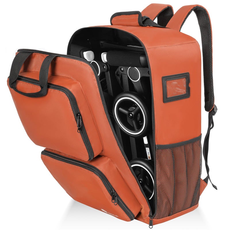AKOZLIN Foldable Stroller Travel Bag Backpack 14.2"x8.7"x20.5" Compatible with GB Pockit+ All City/GB Pockit Air All Terrain/Gb Pockit Stroller Orange (Bag Only) - Image 1