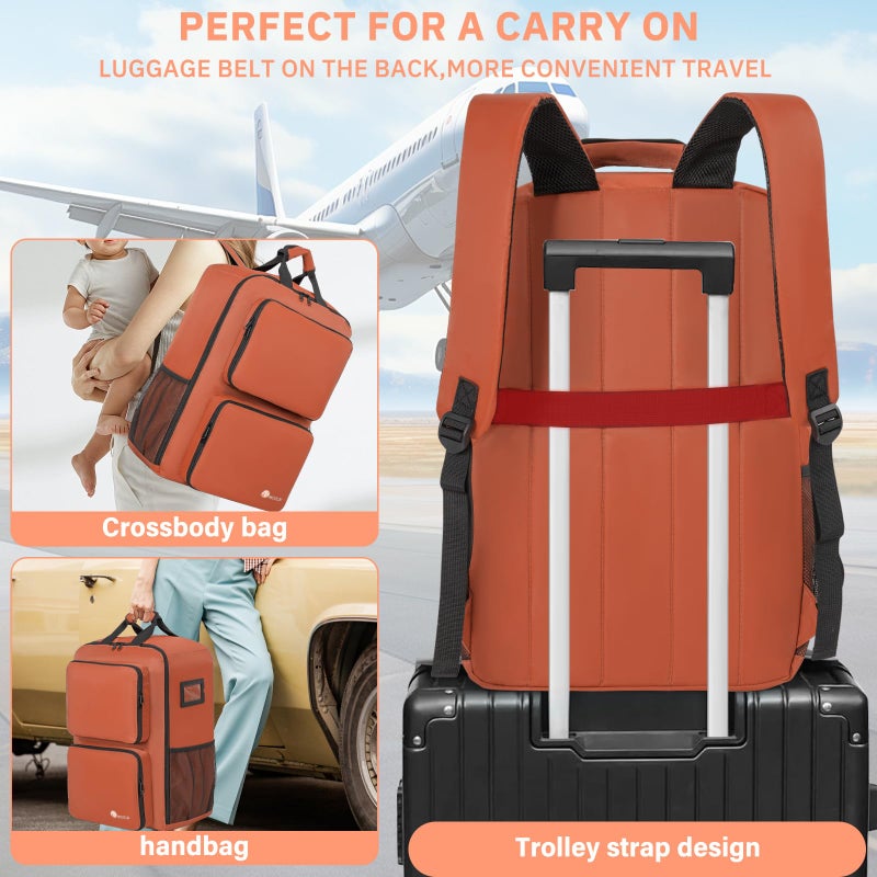 AKOZLIN Foldable Stroller Travel Bag Backpack 14.2"x8.7"x20.5" Compatible with GB Pockit+ All City/GB Pockit Air All Terrain/Gb Pockit Stroller Orange (Bag Only) - Image 4