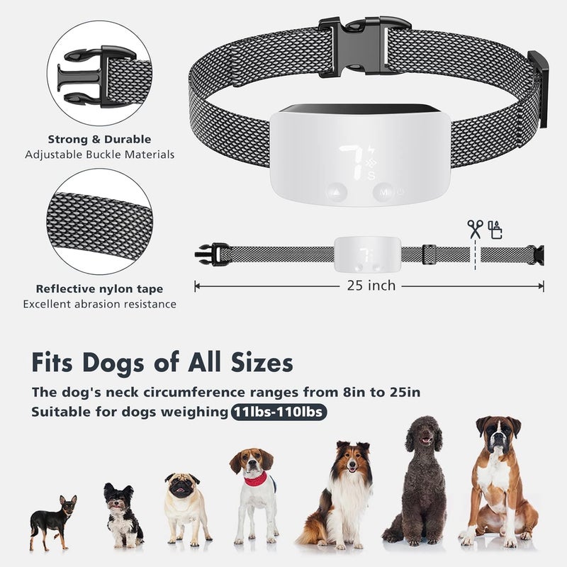 NBJU Bark Collar for Dogs,Rechargeable Anti Barking Training Collar with 7 Adjustable Sensitivity and Intensity Beep Vibration for Small Medium Large Dogs (White) - Image 4
