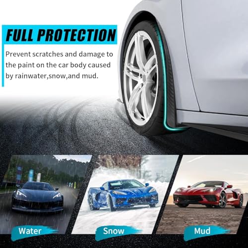 BILLFARO 4PCS Front & Rear Mud Flaps,Carbon Fiber Pattern Splash Guards Wheels Rock Mudguards Mudflap Fender for Corvette C8 Stingary Z51 Convertible/HTC 2020+,Replace OEM #84263453 84263457 - Image 4
