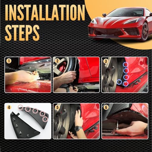 BILLFARO 4PCS Front & Rear Mud Flaps,Carbon Fiber Pattern Splash Guards Wheels Rock Mudguards Mudflap Fender for Corvette C8 Stingary Z51 Convertible/HTC 2020+,Replace OEM #84263453 84263457 - Image 2