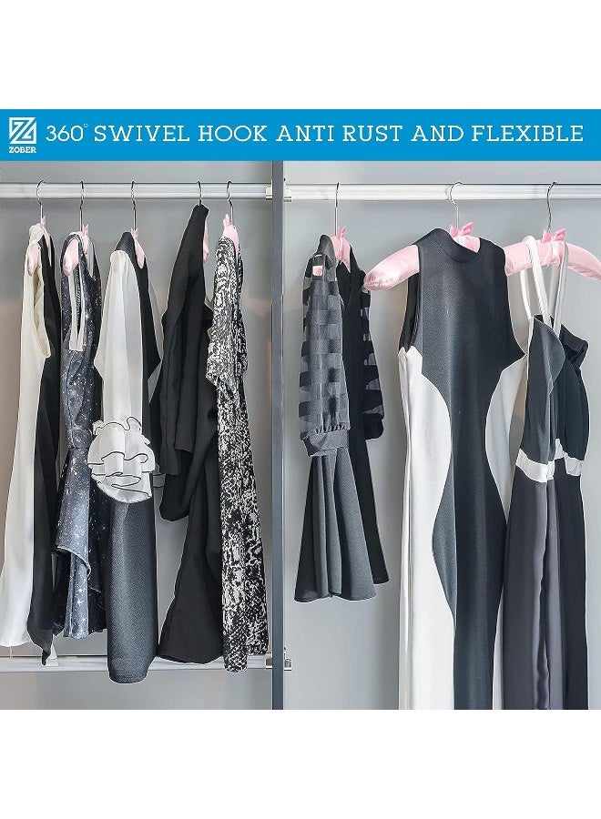 Zober Non-Slip Satin Padded Clothes Hangers With Silver Hook - Image 1