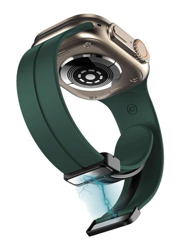 ten.tech - TenTech Silicone Magnetic Sports Band for Apple Watch Ultra/Ultra 2, Size 49mm 45mm 44mm 42, Soft Band for iWatch Series 9/8/7/6/5/4/3/2/1/SE - green - Image 1