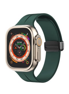 TenTech Silicone Magnetic Sports Band for Apple Watch Ultra/Ultra 2, Size 49mm 45mm 44mm 42, Soft Band for iWatch Series 9/8/7/6/5/4/3/2/1/SE - green