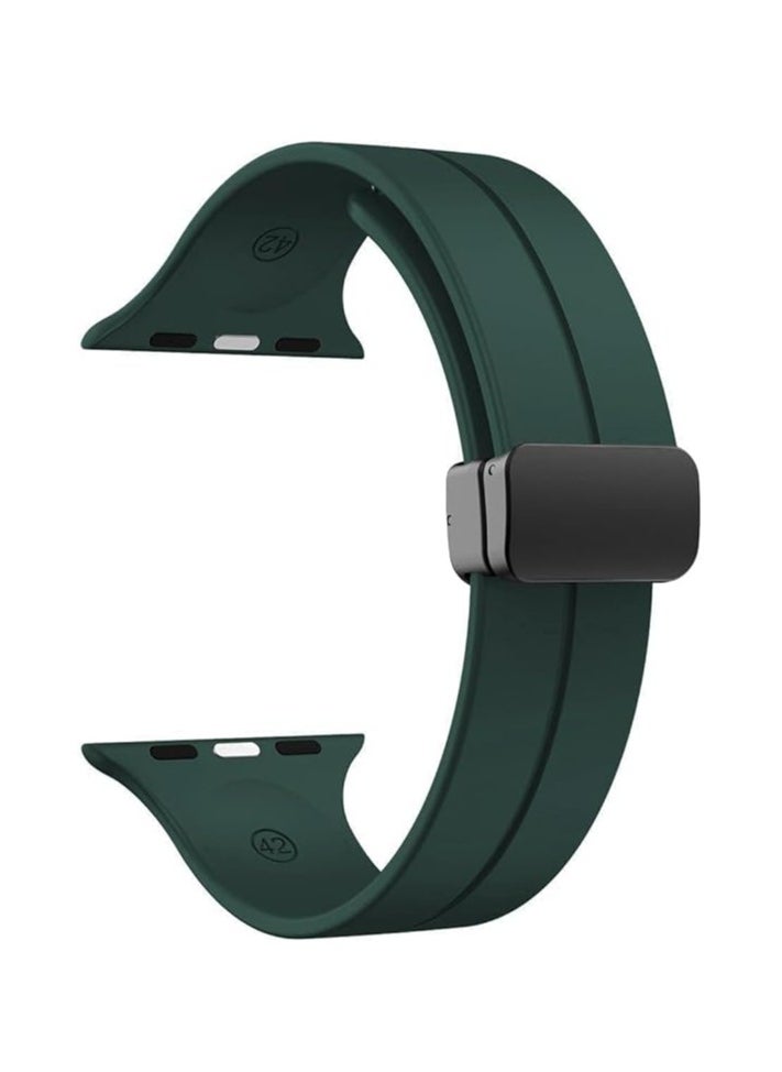 ten.tech - TenTech Silicone Magnetic Sports Band for Apple Watch Ultra/Ultra 2, Size 49mm 45mm 44mm 42, Soft Band for iWatch Series 9/8/7/6/5/4/3/2/1/SE - green - Image 1