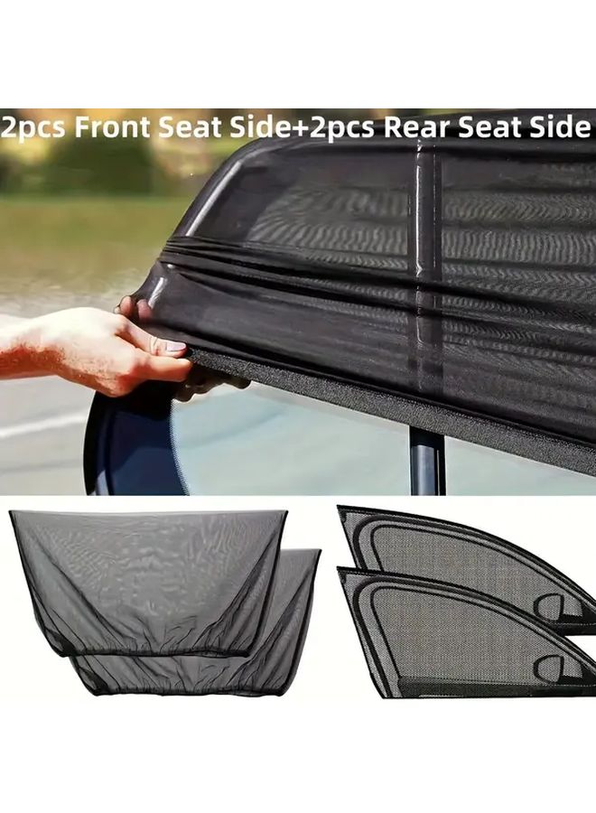 Rear Window Car Sun Shade 2 Pack Foldable Mesh For Heat Insect Protection - Image 1