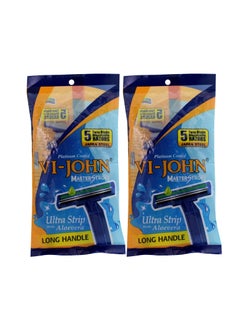 vi john Vi-John Master Stroke Ultra Strip With Aloevera Razor Pouch Pack 5+5 Value Pack 