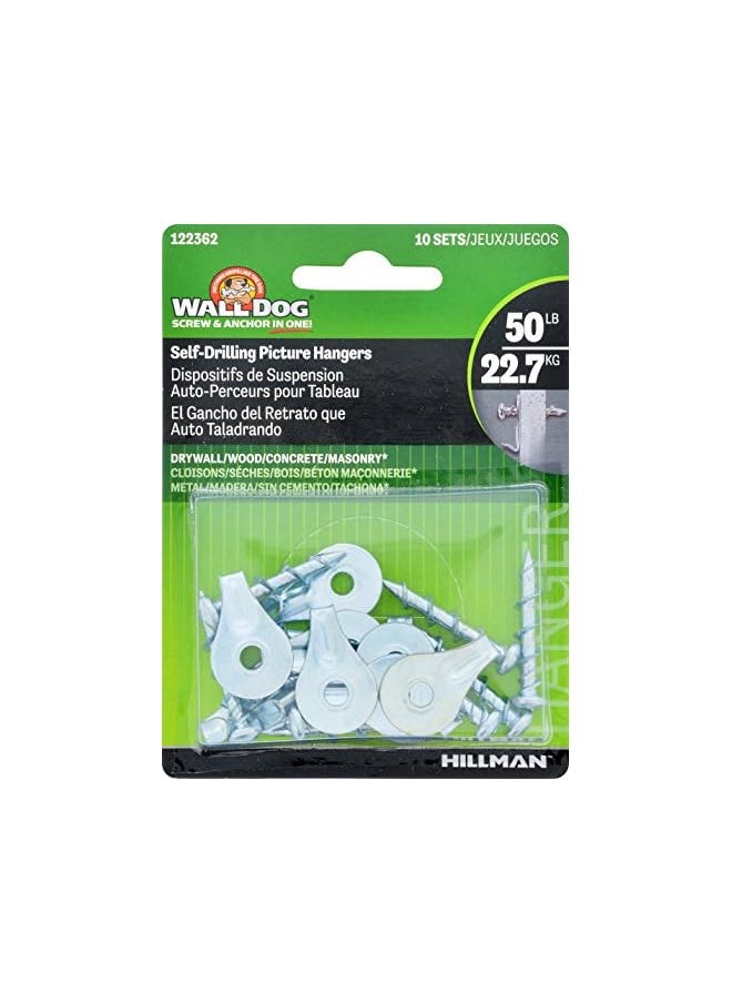 Hillman Chrome 122362 Self-Drilling Wall Dogs With Picture Hanging Hook, Up To 50 Lbs  - Image 2