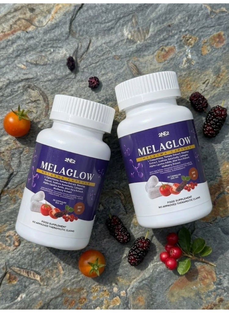 Melaglow 2NE2 MelaGlow Capsules, Glutathione, Vitamin C, Tomato Extract, Collagen & Botanical Blend, 30 Capsules x 2, Pack of 2 - Image 1