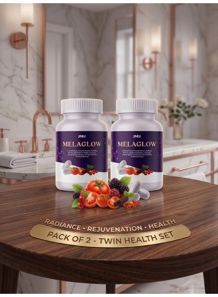 Melaglow 2NE2 MelaGlow Capsules, Glutathione, Vitamin C, Tomato Extract, Collagen & Botanical Blend, 30 Capsules x 2, Pack of 2 - Image 4