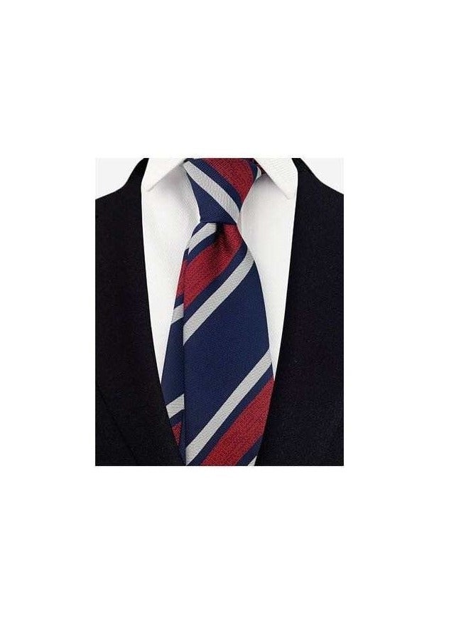 LUXURY GIFT HANDMADE SILK NECK TIE MEN POCKET SQUARE TIE SET MEN SUIT'S ACCESSORIES Men's| 4 ITEMS IN ONE BOX (blue/red)  - Image 5