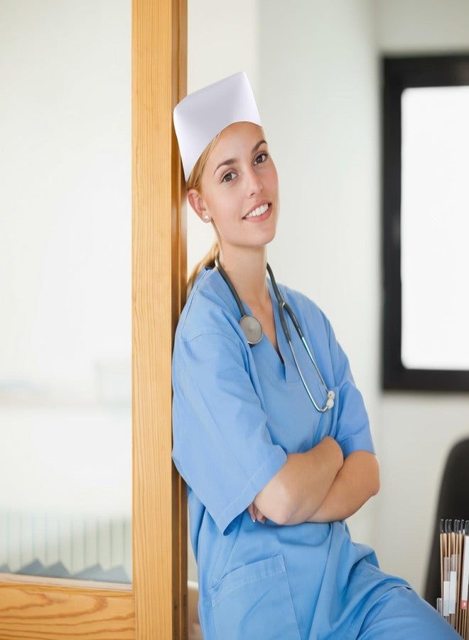 Xelsluthe Nurse Hat, Nursing Cap, Nurses Cap Costume with 10 Pins for Nursing School Graduation Party Cosplay Halloween Dress Up, White - Image 5