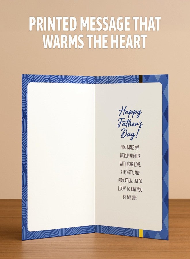 Decorably Gold-Foil 5x8in Handmade Individual Happy Fathers Day Card For Husband with Ribbon, Greeting & Heart Cutout, Father's Day Card for Husband with Envelope and Stickers, Printed Message Inside - Image 3