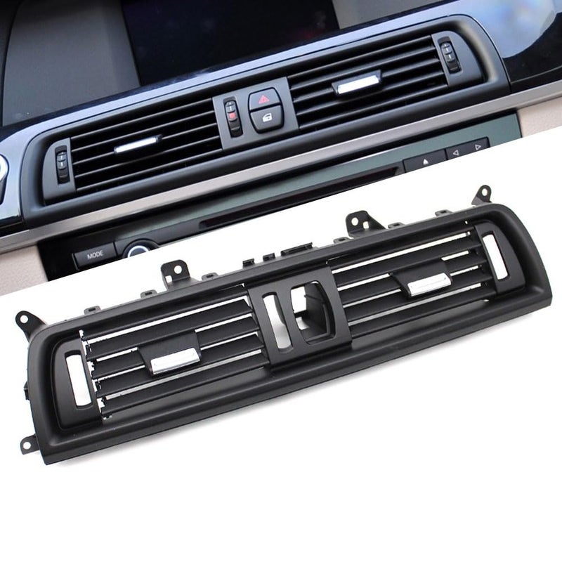 Goodithy Dashboard Front Center AC Air Vent Grille Outlet Cover, Middle Air Conditioning Panel Trim Replacement, for BMW 5 Series F10 F11 F18 520i 523i 525i 528i 535i (Plain Black) - Image 1