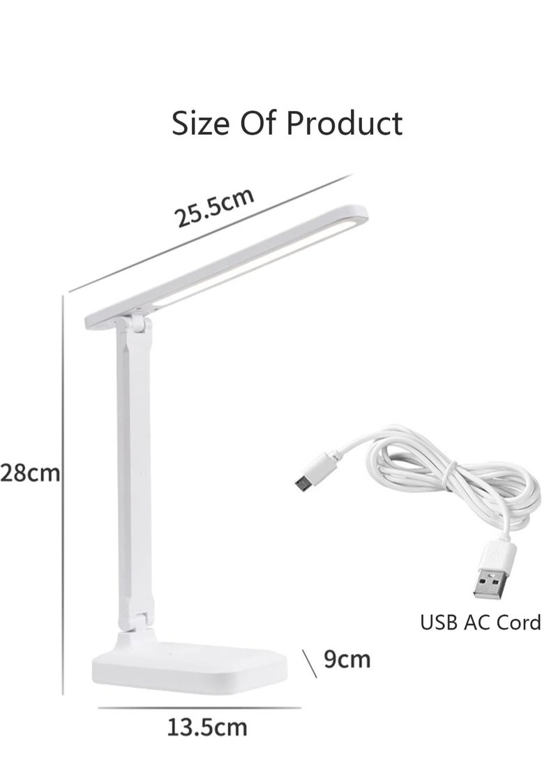 Najwa - LED Desk Lamp, Table Lamp For Computer/Desktop, Rechargeable, Eye-Caring, Touch Control With USB Charging Port-Bedside Table Lamp for Reading, Study Lamp for Kids, Home, Office White - Image 1
