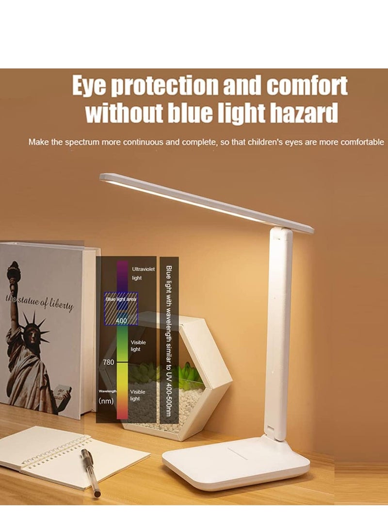 Najwa - LED Desk Lamp, Table Lamp For Computer/Desktop, Rechargeable, Eye-Caring, Touch Control With USB Charging Port-Bedside Table Lamp for Reading, Study Lamp for Kids, Home, Office White - Image 1