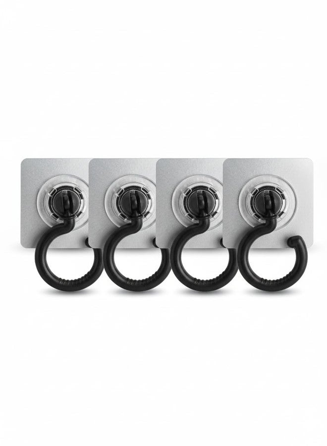 Dhakshy Heavy Duty 360° Rotating Self Adhesive Ceiling Hooks, No Drill, Waterproof Sticky Hooks for Hanging Plants, Wind Chimes, Lights & Mosquito Nets – Wall & Ceiling Mount Hooks (5) (5, Black) - Image 5