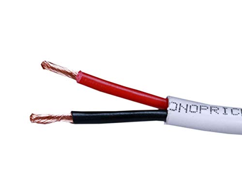 Monoprice 102823 Access Series 16 Gauge AWG CL2 Rated 2 Conductor Speaker Wire Cable 100ft Fire Safety In Wall Rated Jacketed In White PVC material 999 OxygenFree Pure Bare Copper - Image 1
