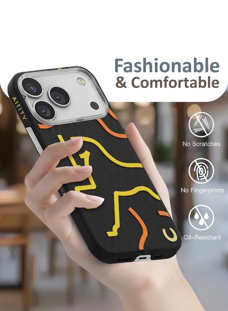 AIRITY Horse Style Bamboo Fiber Protective Case for iPhone 17 Pro Max– Ultra Durable, Lightweight & Premium Design Black Yellow - Image 5