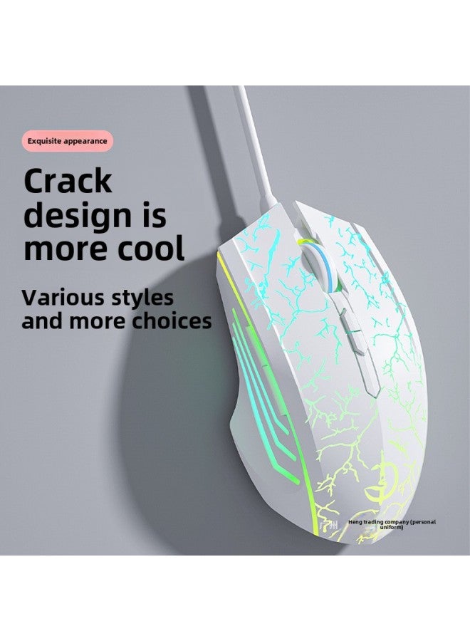 Wired Mouse Mute Game E-sports Office USB Desktop Laptop Lol Eat Chicken CF Boys And Girls-Color:Cracked Black-upgraded 7-key-rgb Light-3200dpi - Image 4
