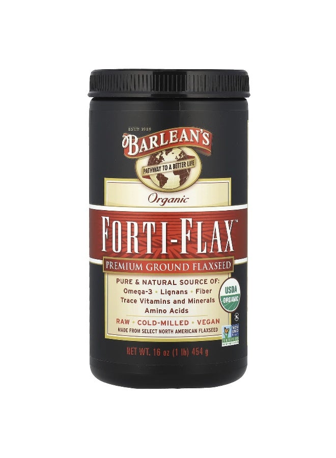 Barleans بارليانز، فورتيفلاكس™ العضوي، بذور الكتان المطحونة الممتازة، 16 أونصة (454 جرام) - Image 1