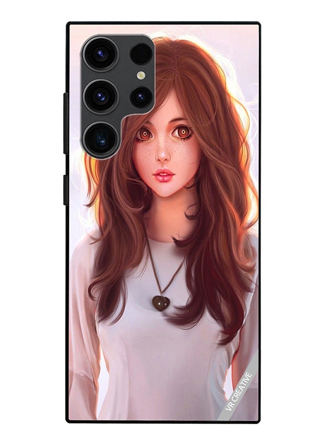 VR CREATIVE Protective Case Cover For Samsung Galaxy S24 Ultra Girl With Curly Hair Design Multicolour - Image 1