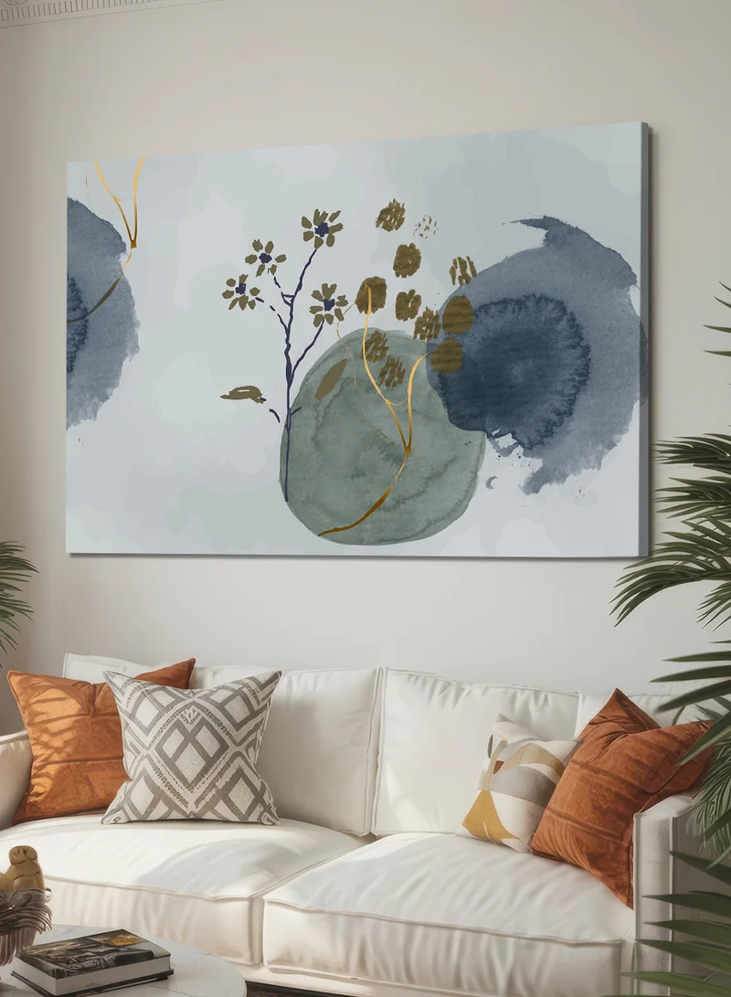 LOWHA Canvas Wall Art Stretched Over Wooden Frame with Flowers Abstract Design