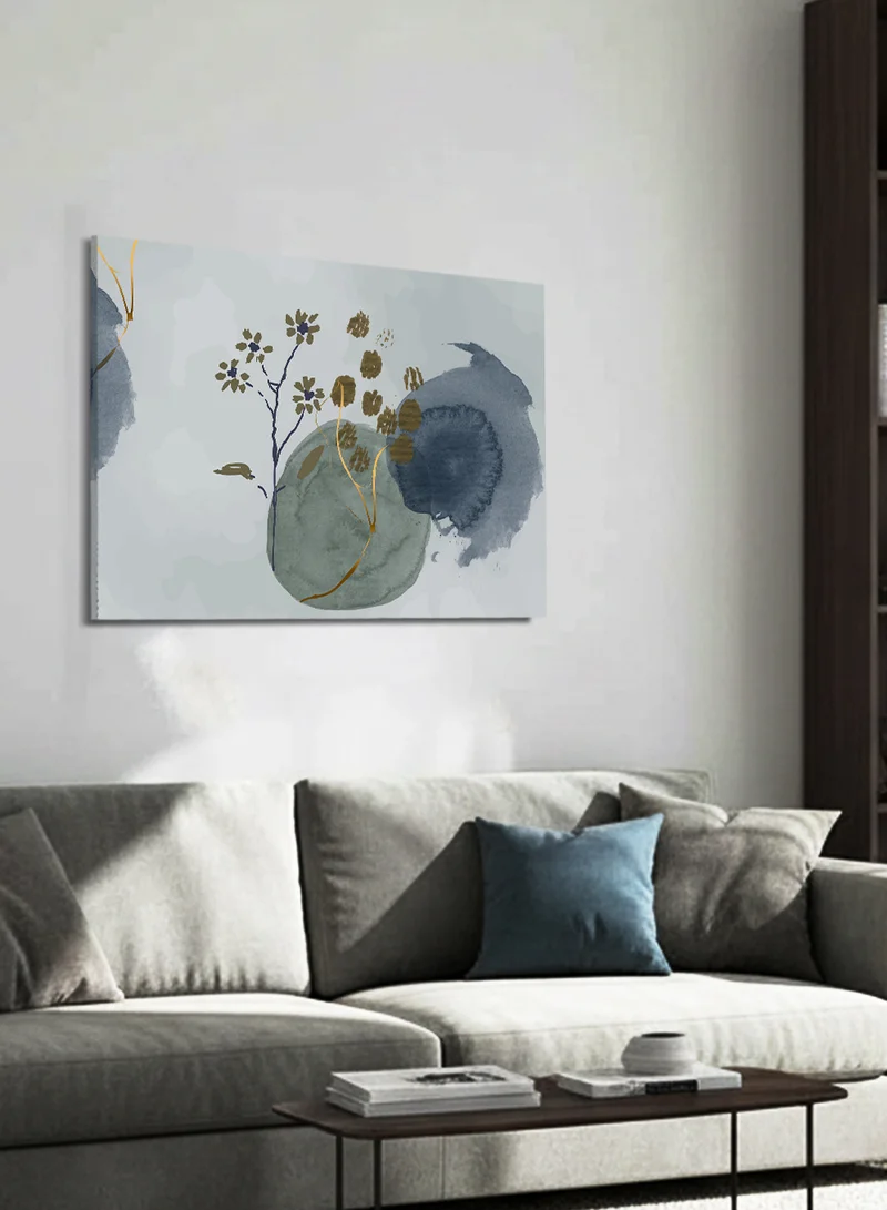 LOWHA Canvas Wall Art Stretched Over Wooden Frame with Flowers Abstract Design