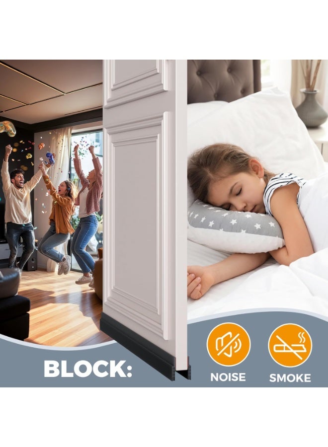 Beauenty 2 Pack Door Draft Stopper, Under Door Draft Blocker, Soundproof Door Sweep Weather Stripping for Doors, 2" W x 39" L, Black - Image 2