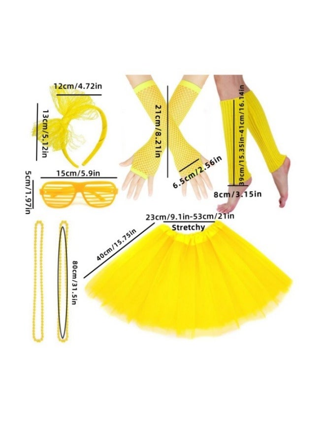 ILovhaprty - 80s Costume for Women, 80s Accessories Fancy Dress Neon Headband Earrings Fishnet Gloves Necklace for 80s Retro Party - Image 1
