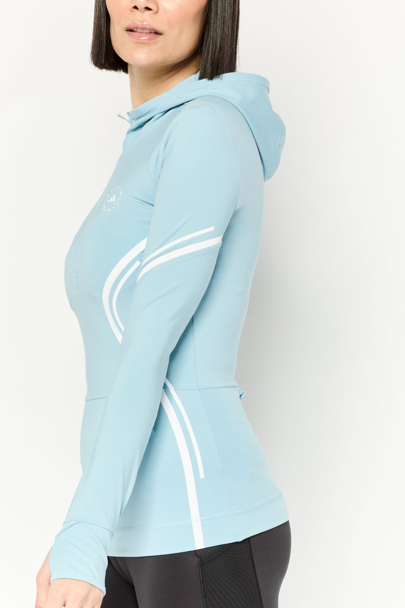 Adidas أديداس بواسطة ستيلا مكارتني ملابس رياضية نسائية بليزر طويل الأكمام، أزرق فاتح - Image 3