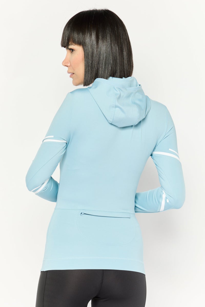 Adidas أديداس بواسطة ستيلا مكارتني ملابس رياضية نسائية بليزر طويل الأكمام، أزرق فاتح - Image 4