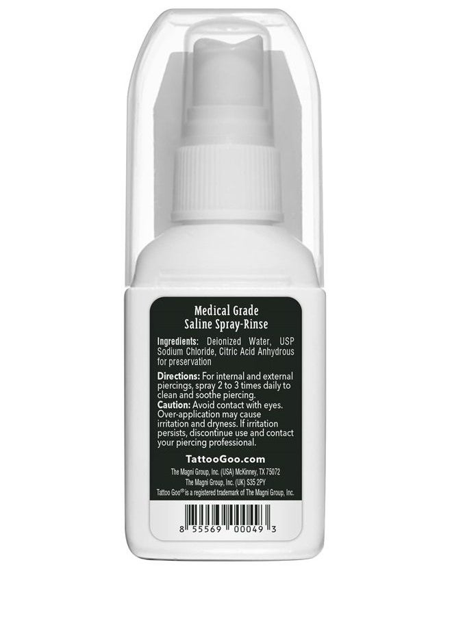 tattoo goo Medical Grade Saline-Spray Rinse, Medical Grade Sterile Aftercare Spray & Rinse For Piercings - Safely Clean, Disinfect & Heal with Sodium Chloride 99.9% - 2 oz  - Image 3