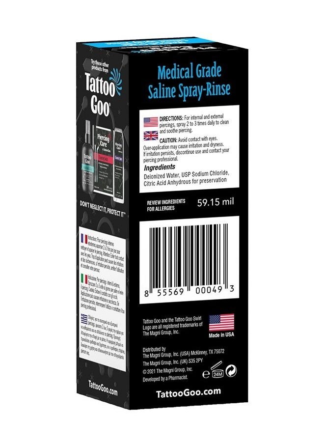 tattoo goo Medical Grade Saline-Spray Rinse, Medical Grade Sterile Aftercare Spray & Rinse For Piercings - Safely Clean, Disinfect & Heal with Sodium Chloride 99.9% - 2 oz  - Image 5