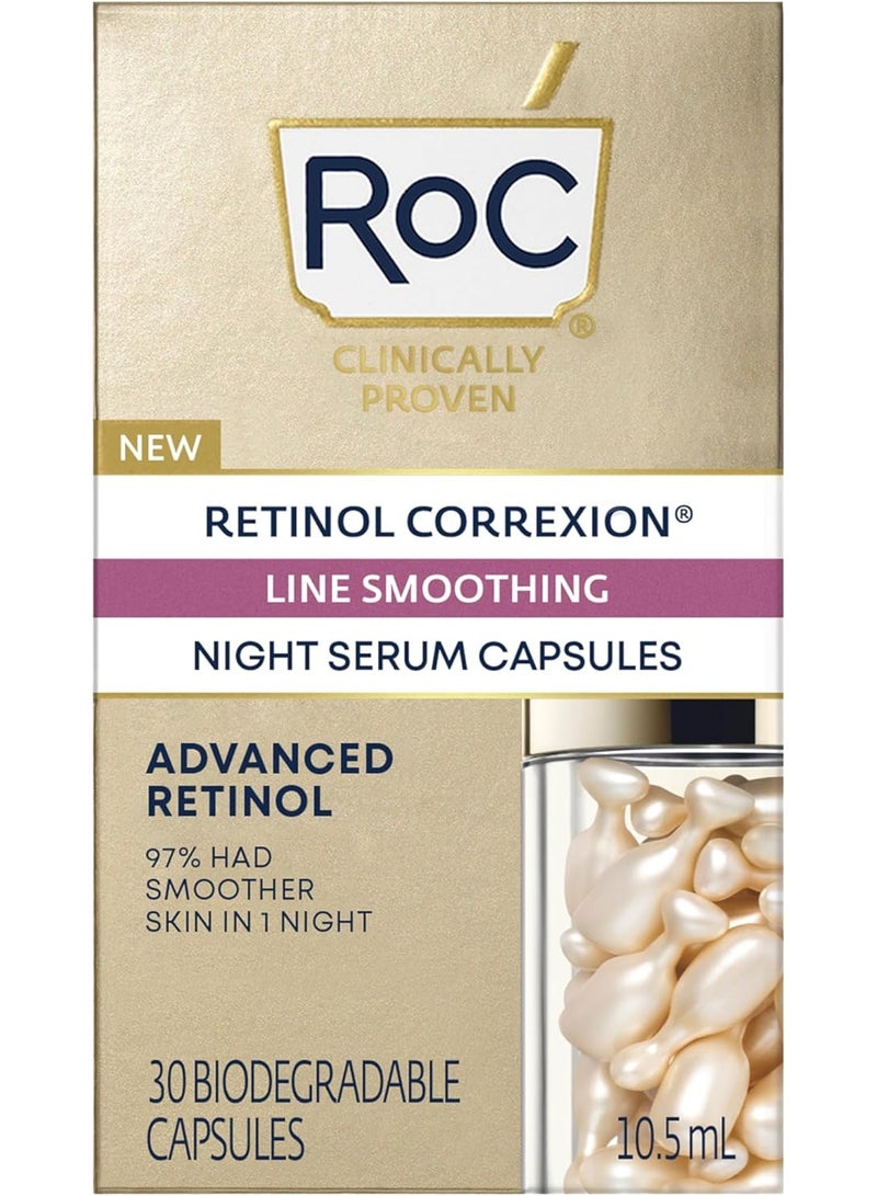 RoC - Retinol Correxion Line Smoothing Night Serum Capsules - Daily Anti-Aging Skin Care Treatment - Firming Moisturiser - 30-Piece - Image 1