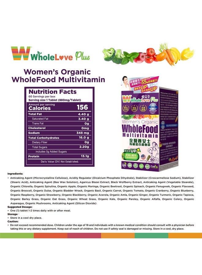 NOTO WholeLove Plus Women's Organic Whole Food Multivitamin, 60 Tables Health Supplements for Immune Support, Vitamin Vegan - Image 2
