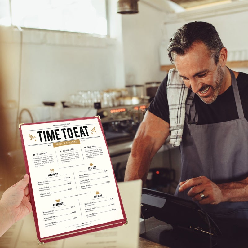 4 Pcs Restaurant Menu Cover Price List Paper Insert Transparent Holder - Image 2