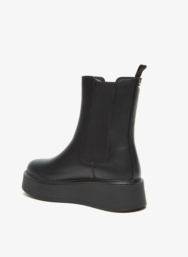 Flora Bella Solid Slip On High Shaft Boots With Pull Tabs By Shoexpress