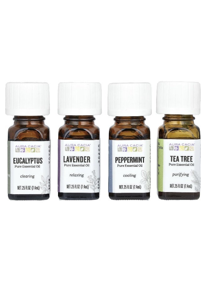 Aura Cacia, Pure Essential Oils, Discover Kit, 4 Bottles, 0.25 fl oz (7.4 ml) Each - Image 1