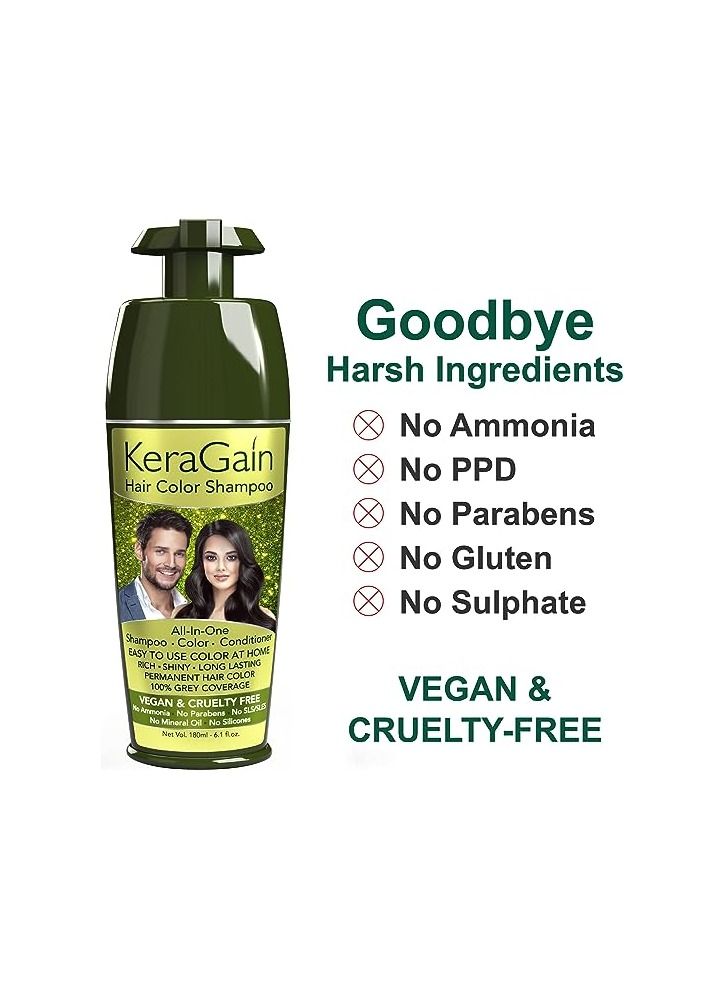 Looks21 KERAGAIN  KeraGain Hair Color Shampoo 180ml  Natural Black 9  Package - Image 3