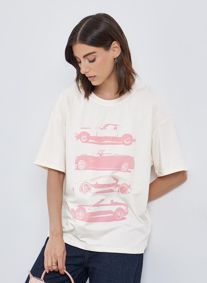 Take Two Graphic Print Oversized Round Neck T-Shirt - Image 1