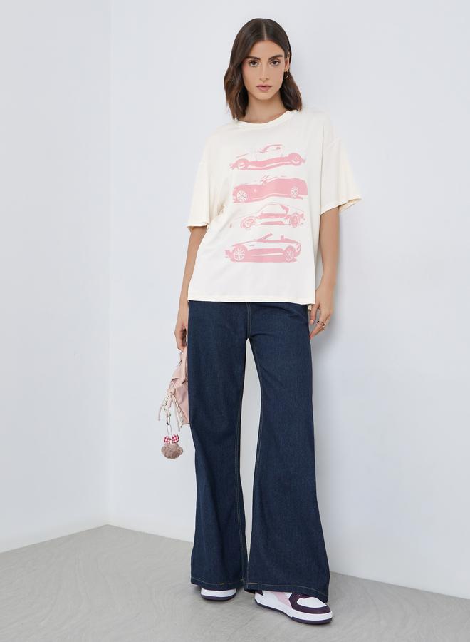 Take Two Graphic Print Oversized Round Neck T-Shirt - Image 2